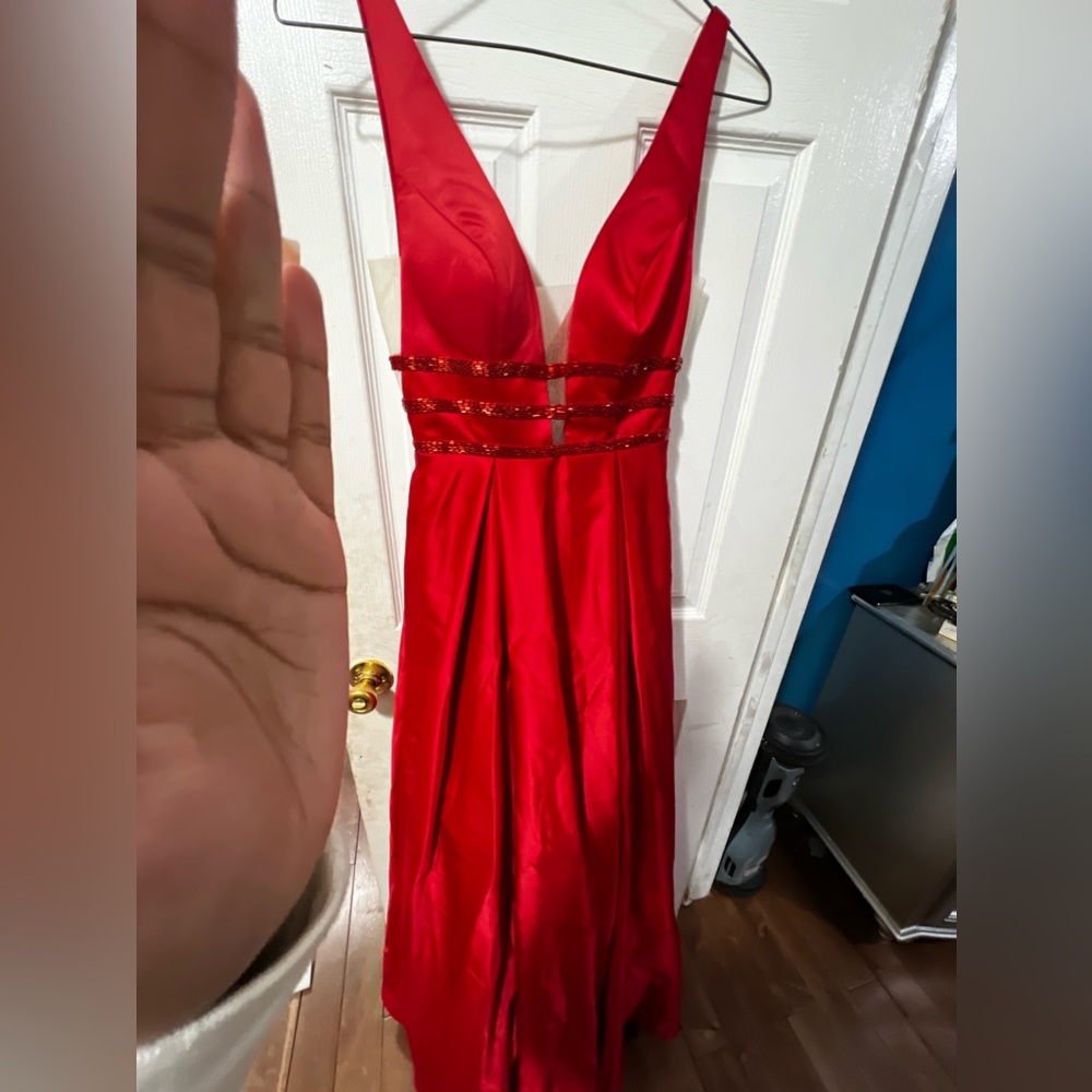 Red Formal Gown/ Prom Dress With Pockets